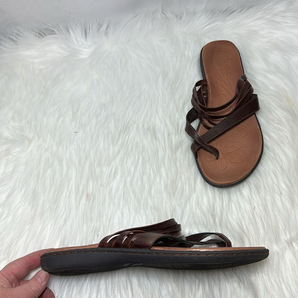 Born BOC Alisha Brown Faux Leather Strappy‎ Thong Sandals Sz 10